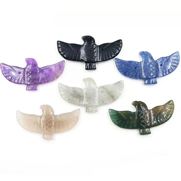 5pcs/set  Eagle Stone Pendant Carving Statue Bird Crystal Amethyst Pendant Charms for Jewelry Making Findings Wholesale x307