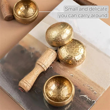 Mini Tibetan Handmade Brass Singing Bowl Yoga Meditation Bowl For Sound Healing Stress Relief Buddha Mindfulness Bowl Instrument