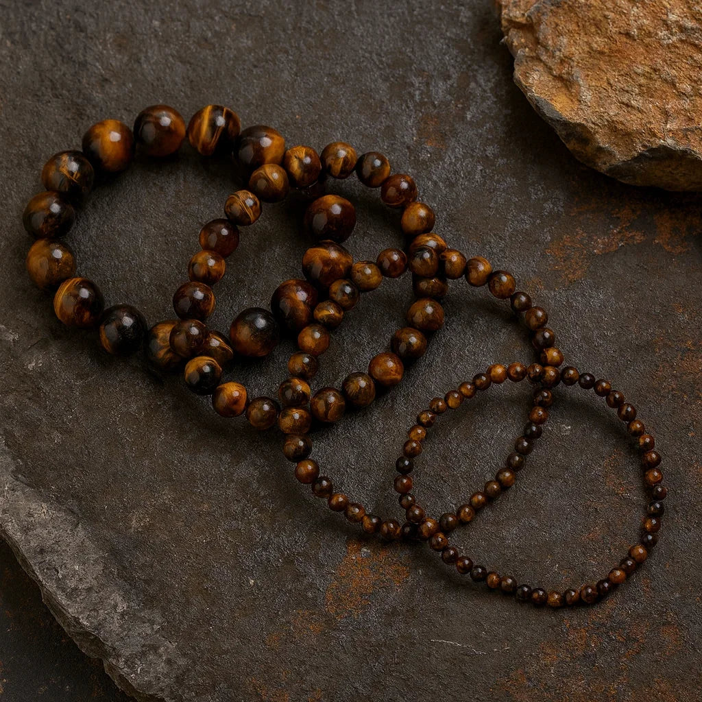 Kirykle Natural Energy Stone Tiger Eye Beads Bangles Men 4-12mm Beads Reiki Healing Bracelets for Women Jewelry Pulseras Gift