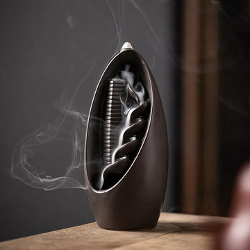 Purple Sand Lotus Leaf Lotus Waterfall Flowback Incense Burner - Home Fragrance Diffuser Decorative Handicrafts from Both Sides