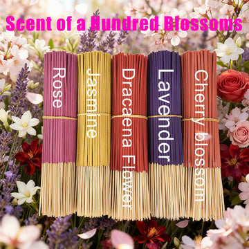 5 High-Quality Floral Incense Sticks, Including Rose, Jasmine, Dragon Blood Tree Flower, Lavender, and Cherry Blossom Incense, Made from Natural Fragrance Powder, Suitable for Home Decoration and Yoga, with Long-Lasting Fragr