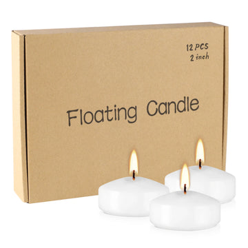 12 Pcs 2inch White Floating Candles 5-6 Hours Burning Time, Floating Candles, Romantic Night, Portable Small Candle Set, Suitable for Travel, Yoga, Bathing, Spa, Family, Wedding, Party, Seasonal Celebration and Home Decoratio
