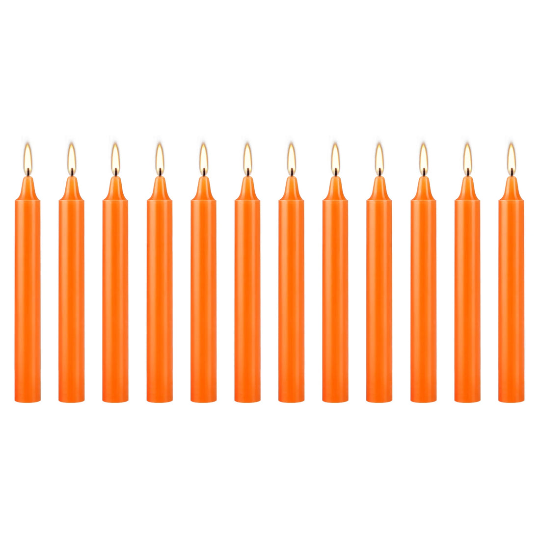 12 Pcs 3.9*0.4in (10.1*1.2cm) Orange Small Rod Wax, Drip-Free, Smoke-Free and Fragrance-Free Home Dinner Candles, Hand-Pulled, High-Quality, Suitable for Various Places, Various Holidays.