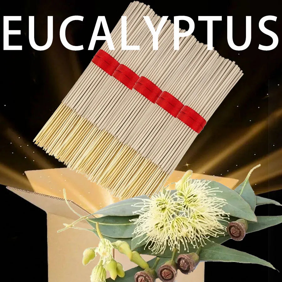 High-Quality Natural Bamboo Eucalyptus Incense Sticks - Long-Lasting Fresh Mint Fragrance, Home Yoga Meditation, Holiday Decoration (Christmas, Halloween, Thanksgiving) - Air Purification and Relaxation Aroma