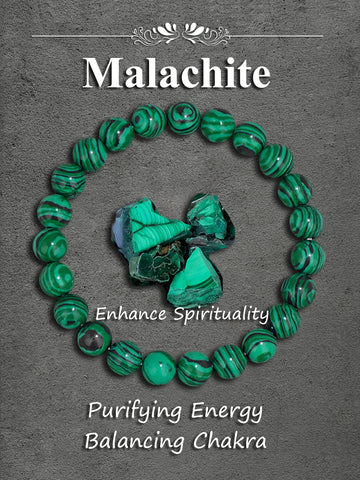 Natural Malachite Stone Beaded Bracelet for Healing Protection Positive Energy Spiritual Balance Yoga Meditation Chakra Jewelry