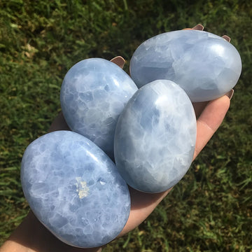 Celestite Palm Stone, Energy Crystal, Crystal Wood Stone, Polished Celestite, Crystal Palm Stone, Crystal Gift, Meditation E1482