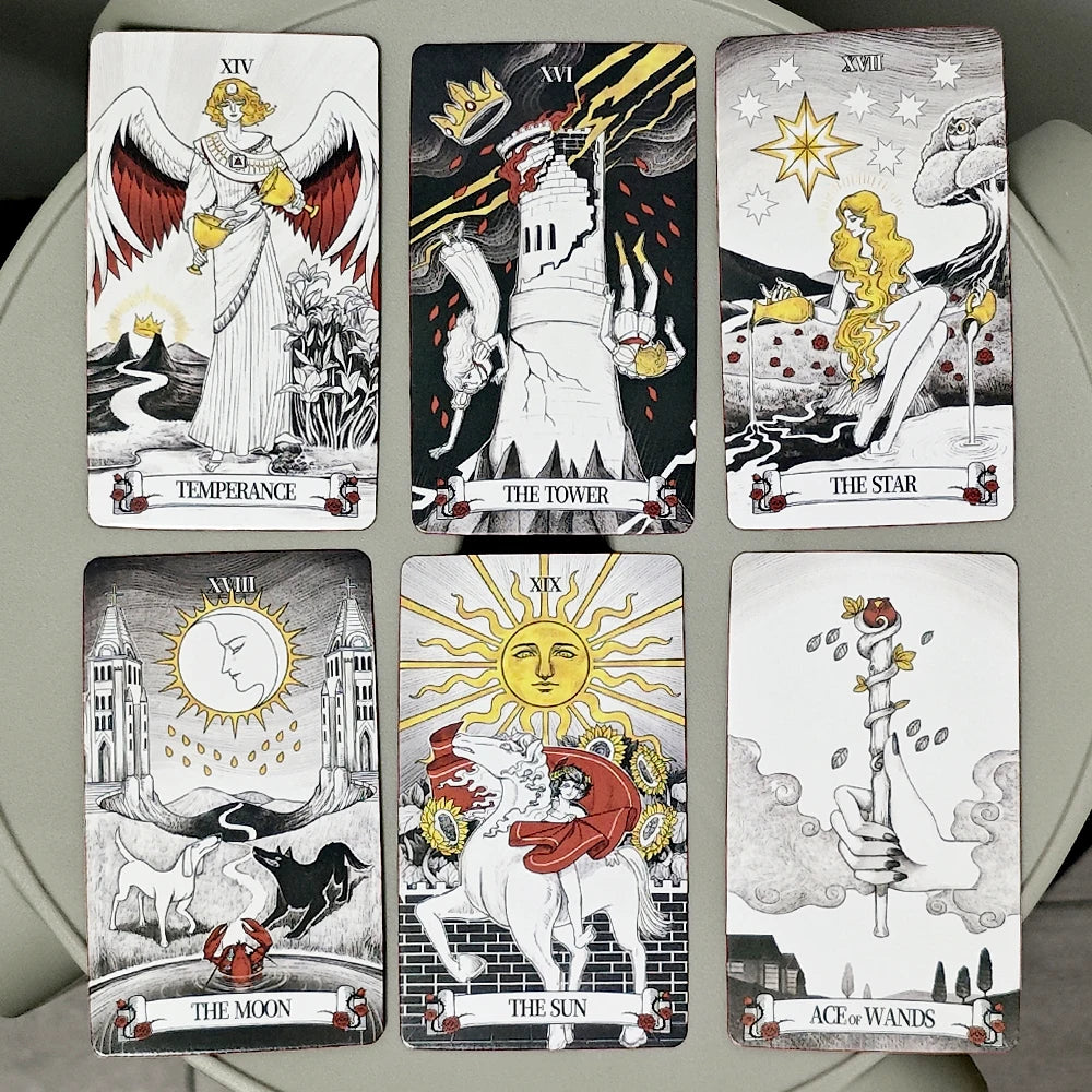 Secret Mirror Tarot Deck 10.3*6cm 78 Pcs Rider Tarot Cards with Red Gilded Edges Guidebook