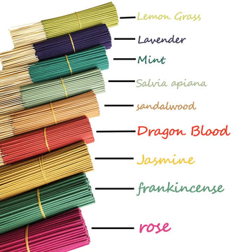 11 Clean Less Powder 22cm Flower and Grass Handmade Bamboo Stick Incense, Optional Jasmine Mint White Sage Rose Lavender Sandalwood Lemongrass Dragon Blood Flower Frankincense Cherry Blossom Vanilla Eucalyptus Mixed Fragrance