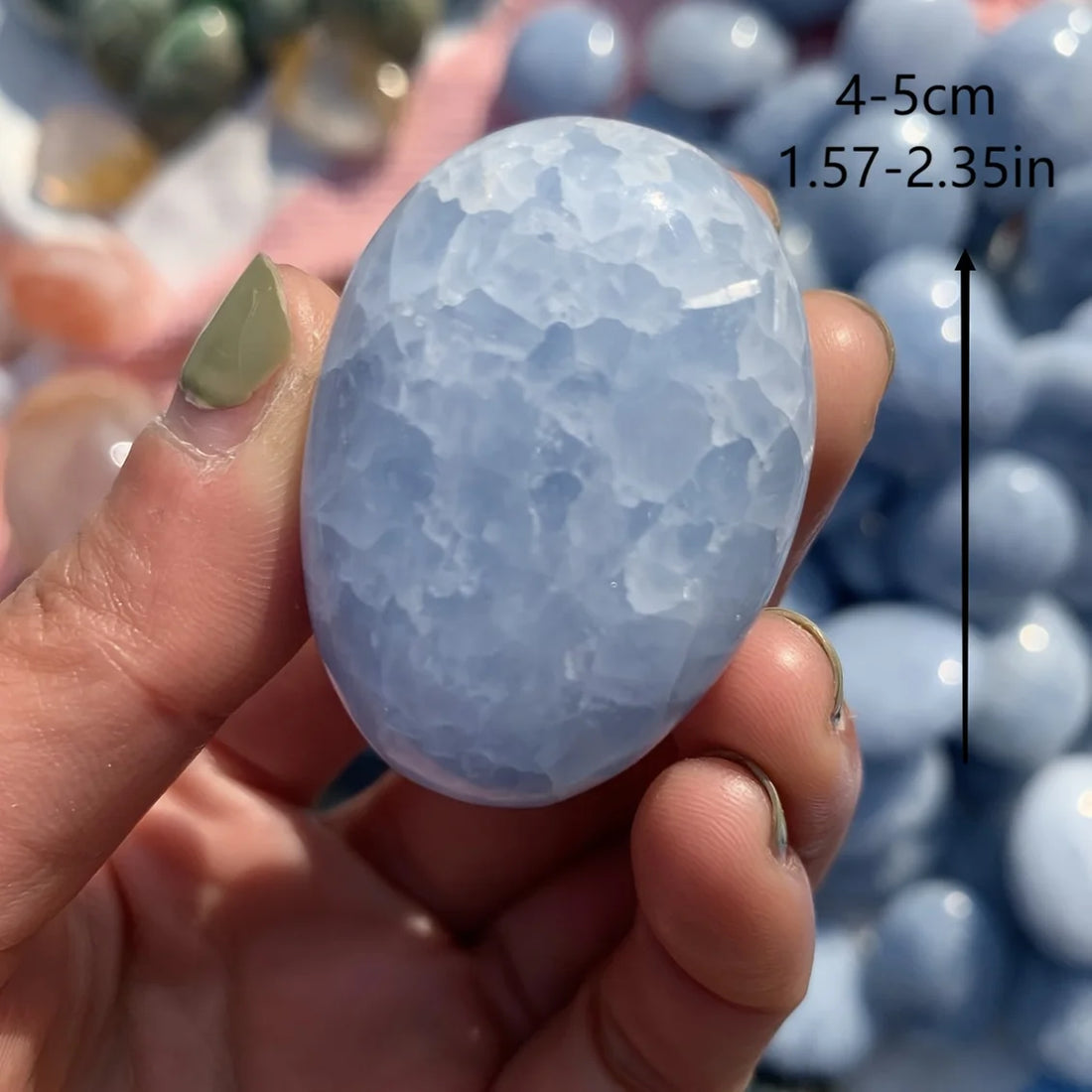 Celestite Palm Stone, Energy Crystal, Crystal Wood Stone, Polished Celestite, Crystal Palm Stone, Crystal Gift, Meditation E1482