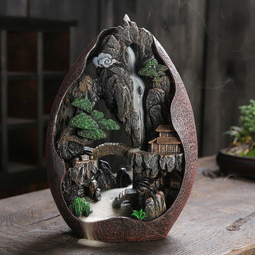 Resin high mountain flow backflow incense burner home decoration, creative large human fairyland backflow incense pedestal
