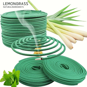 22/42/72 Piece Lemongrass Essential Oil Coil for Outdoor Use - Lemongrass, Rosemary, Mint Aromatherapy - 3-4 Hours Burning Time - Great for Swimming Pool, Terrace, Porch, Deckboard, Camping and Hiking, Camping Accessories | S