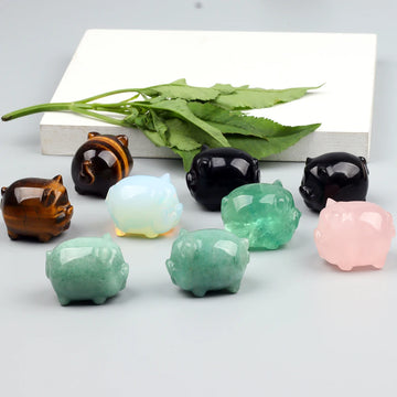 Hand Carved Tiger Eye Pig Figurine, Natural Stone, Jade Porkling , Crystal Craft, Chakra, Home Decor, 1.2"