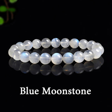 Authentic Natural Moonstone Beads Bracelet 6mm 8mm Real Genuine Blue Moon Stone Women Wrist Bracelet on Hand Elastic Jewelry